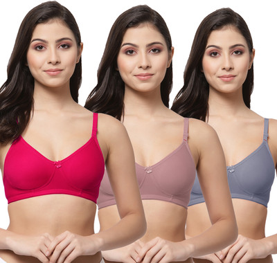 COLLEGE GIRL CG1301 Women T-Shirt Non Padded Bra(Pink, Brown, Blue)