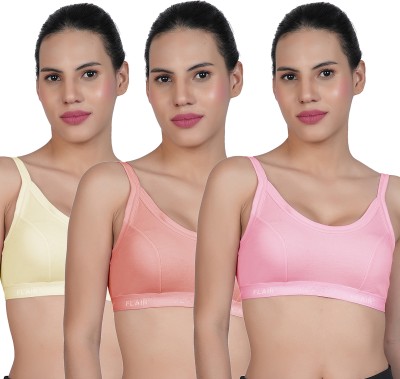 Shyam Sons FLAIR Lovely Women Sports Non Padded Bra(Beige, Orange, Pink)