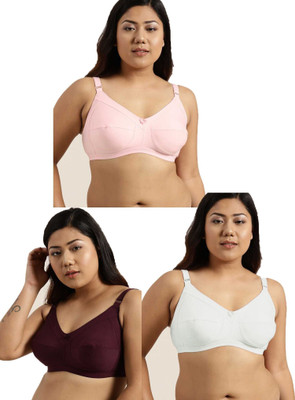 PAVVOIN by goodwill Women Full Coverage Non Padded Bra(Maroon, White, Pink)