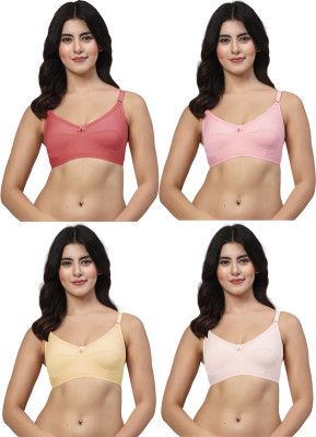 LILY akihdar Women Minimizer Non Padded Bra(Maroon, Pink, Beige, White)