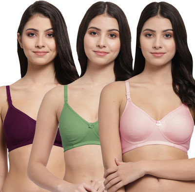 Docare Women T-Shirt Lightly Padded Bra(Pink, Green, Purple)