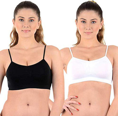 zoxen Women Sports Non Padded Bra(White, Black)