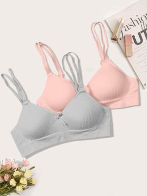 NAGARVEL CREATION C/309-GRY/PNK-P02-36 Women Push-up Lightly Padded Bra(Multicolor)