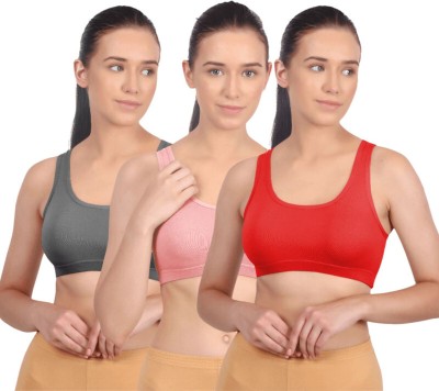 Vanila Women Sports Non Padded Bra(Grey, Pink, Red)