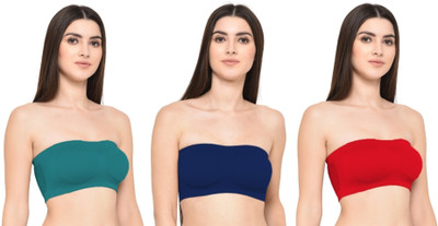 Guru Krupa Traders Women's Nylon Spandex Free Size Lightly Padded Pull On Sport Bra Women Everyday Non Padded Bra(Dark Green, Dark Blue, Red)
