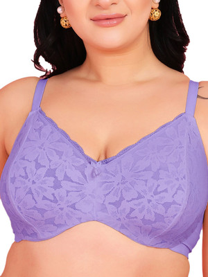 Curvy Love Soft Lace Women Balconette Non Padded Bra(Blue)
