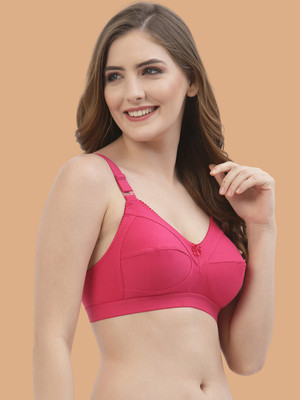 Floret Cotton Full Coverage Non-Padded Bra, Wire-Free & Double Layered Cups Daily Wear Women Full Coverage Non Padded Bra(Pink)