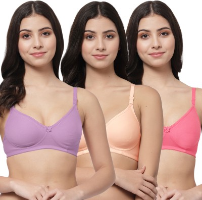 Docare NovaPad Women T-Shirt Lightly Padded Bra(Purple, Orange, Pink)