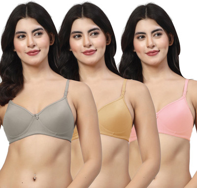 LILY maofcigam Women Full Coverage Heavily Padded Bra(Grey, Gold, Pink)