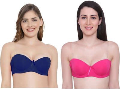 PENEANCE FOR YOU Transparent Strap Backless Pushup Bra Women Push-up Lightly Padded Bra(Blue, Pink)