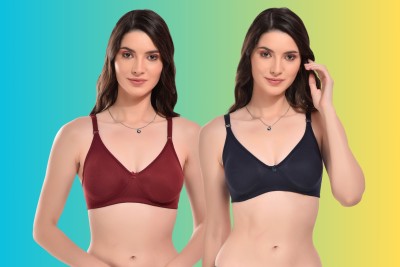 Unitrust Fashion Women Everyday Non Padded Bra(Maroon, Blue)