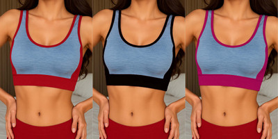 ZUBI DUBI FASHION ERA Stylish U-Neck Padded Sports Bra for Women | Comfortable Gym & Yoga Wear Women Sports Non Padded Bra(Multicolor)