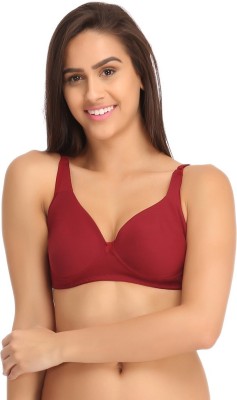 Clovia Cotton Rich Non-Padded Non-Wired Bra With Double Layered Cups Women Full Coverage Non Padded Bra(Maroon)