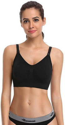 Pink PixiesCreation Seamless Nursing Bra Women Maternity/Nursing Lightly Padded Bra(Black)