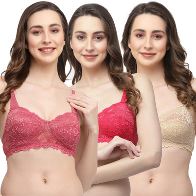 Docare Ri Bridal Women Bralette Non Padded Bra(Red, Pink, Beige)