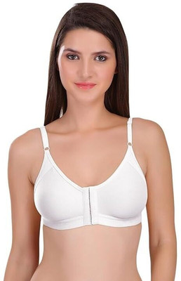PZ ENTERPRISE Cotton Front Open Bra for Women Daily Use Full Coverage Regular Wear Women Full Coverage Non Padded Bra(White)