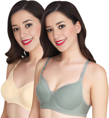 Liigne Women Everyday Padded Bra (Pack Of 2) for T-Shirt Saree Dress Sports Garment Women Full Coverage Lightly Padded Bra(Beige, Light Green)