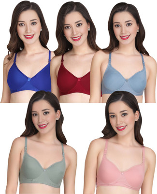 Liigne Women Everyday Padded Bra (Pack Of 5) for T-Shirt Saree Dress Sports Garment Women Full Coverage Lightly Padded Bra(Blue)