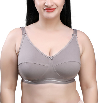 SKDREAMS SKDREAMS Grey Lycra Blend Seamed Non Padded Women's Set of 1 Full Coverage Bra Women Everyday Non Padded Bra(Grey)