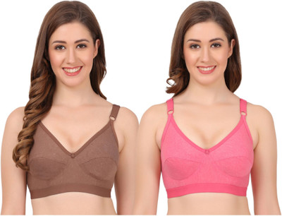 Wonkey Double Layer Cotton Blend Women Full Coverage Non Padded Bra(Multicolor)