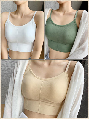 HouseOfCommon Women T-Shirt Lightly Padded Bra(White, Green, Beige)