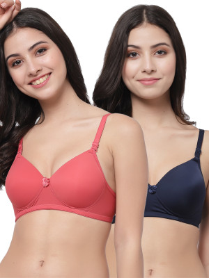 COLLEGE GIRL Hellopad ComboPO2 Women Everyday Lightly Padded Bra(Red, Dark Blue)