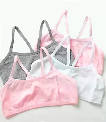 texello Girls Training/Beginners Non Padded Bra(Black, Pink, Grey, Grey)