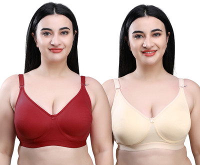 SKDREAMS SKDREAMS Multicolor Cotton Blend Non Padded Women's Set of 2 Full Coverage Bra Women Everyday Non Padded Bra(Multicolor)