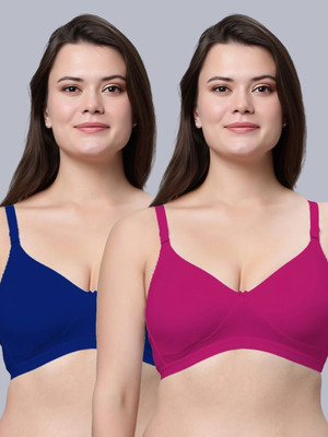 Eden EDENBRA08ROYALBLUEMAGENTA Women T-Shirt Non Padded Bra(Blue, Pink)