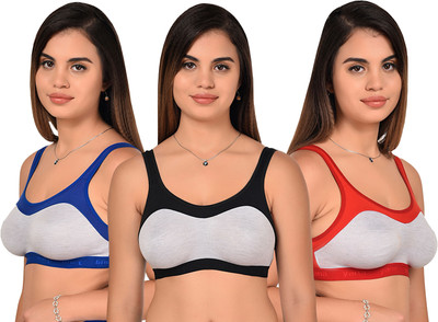 Zivosis Women Sports Non Padded Bra(Black, Red, Blue)