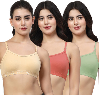 LILY 3321Mino Women Sports Non Padded Bra(Beige, Red, Green)