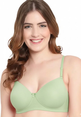 ANenterprieses Women’s Everyday Comfort Lycra Seamless Soft Cup T-Shirt Bra Women Full Coverage Lightly Padded Bra(Light Green)