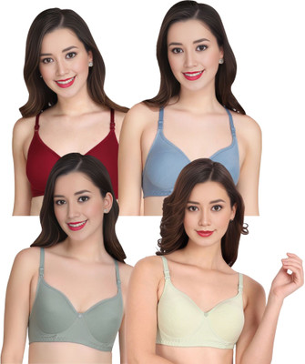 Liigne Women Everyday Padded Bra (Pack Of 4) for T-Shirt Saree Dress Sports Garment Women Full Coverage Lightly Padded Bra(Maroon)