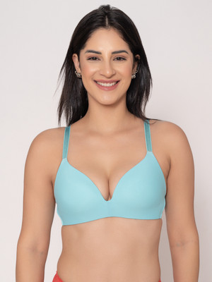Chelevt Women T-Shirt Lightly Padded Bra(Light Green)