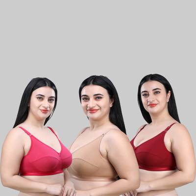 INKleider Women Everyday Non Padded Bra(Red, Maroon, Gold)