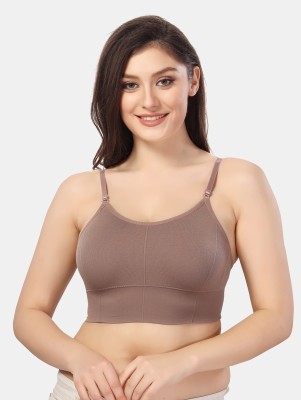 Fabme Low Back Women Cami Bra Non Padded Bra(Brown)