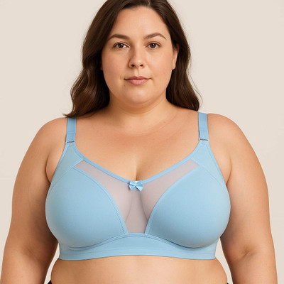 elina crafted from cotton and hosiery materia stretchable fit Women Full Coverage Non Padded Bra(Light Blue)
