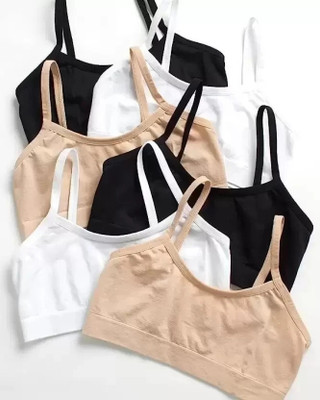 PIVLU Pack of 6 Girls Everyday Non Padded Cotton beginner Bra (Multicolor) Women Sports Non Padded Bra(Black, White, Beige)