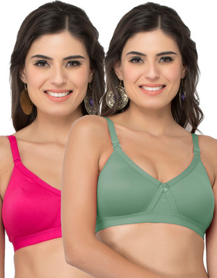 COLLEGE GIRL CG1304 Women Minimizer Lightly Padded Bra(Green, Pink)