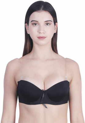 Penance For You Transparent strap backless pushup bra Women Push-up Lightly Padded Bra(Black)