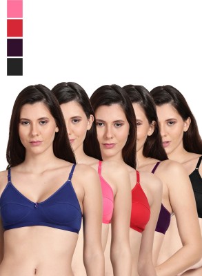 Shyle Shyle Non Padded Seamed Casual Bra-Multicolor(Pack of 5) Women Everyday Non Padded Bra(Black, Pink, Purple, Red, Blue)