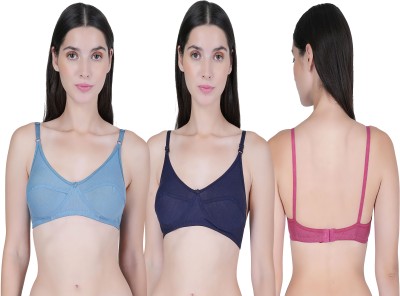 CURVZEX Women Minimizer Non Padded Bra(Pink, Light Blue, Dark Blue)