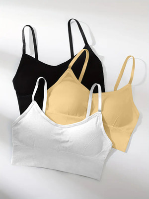 NAGARVEL CREATION 646-blk-skin-white-03-34 Women Sports Lightly Padded Bra(Multicolor)
