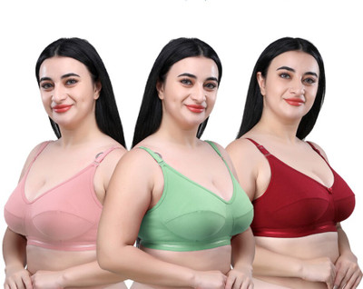 INKleider Women Everyday Non Padded Bra(Pink, Green, Maroon)