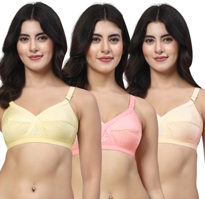 LILY ihskaneem Women Minimizer Non Padded Bra(Yellow, Orange, Beige)