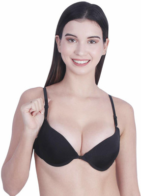 Zylum Fashion Bra for Women Padded Underwire Full CoverageBra Easy-On Front Hook Women Push-up Lightly Padded Bra(Black)