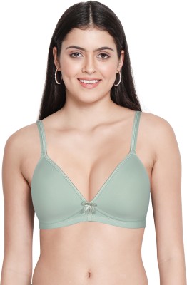 taabu Taabu Bay Green Satin Trim Padded Wirefree T-shirt Bra Women T-Shirt Lightly Padded Bra(Green)