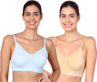 MOTHERLY Breastfeeding Nursing Bras for Women with Removable Pads Women Maternity/Nursing Lightly Padded Bra(Beige, White)
