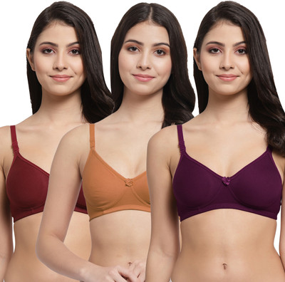 Docare Women T-Shirt Lightly Padded Bra(Purple, Brown, Maroon)