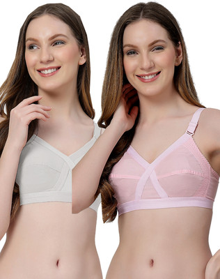 LILY C8811 Women Minimizer Non Padded Bra(White, Pink)